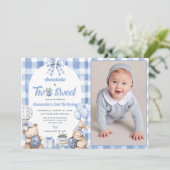 水彩2つの甘い2番目の誕生日パーティー写真 招待状 (スタンド正面)