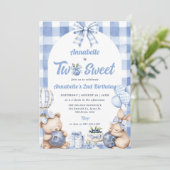 水彩2つの甘い2番目の誕生日パーティー 招待状 (スタンド正面)