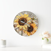 水彩2光沢ひまわりコレクシエレガントョン ラージ壁時計 (ホーム)