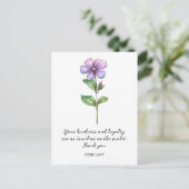 水彩2月バイオレット誕生花ありがとう ポストカード (スタンド正面)