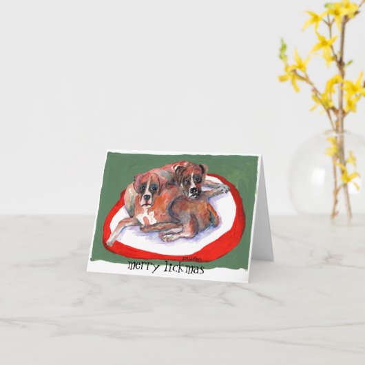 水彩2枚絵画のクリスマスボクサー カード (黄色い花)