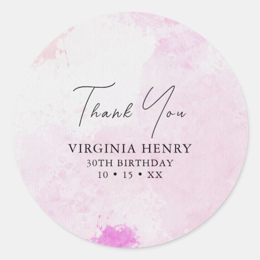 水彩30歳の誕生日 ラウンドシール (正面)