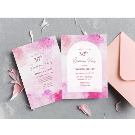 水彩30歳の誕生日 招待状