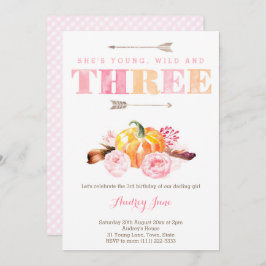 水彩3rd誕生日パーティー招待状ボホカボチャ 招待状