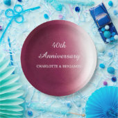 水彩40年記念ルビー結婚ズ ペーパープレート (パーティー)