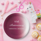 水彩40年記念ルビー結婚ズ ペーパープレート (パーティー)