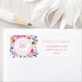 水彩50と素晴らしいピンクローズフローラ ラベル (インサイチュ)