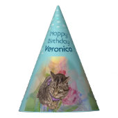 水彩5th誕生日キャットパーティー帽子 パーティーハット (正面)