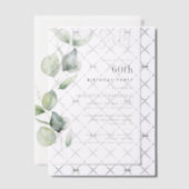 水彩60th誕生日パーティユーカリ ベラム紙招待状 (オフセット (招待状))