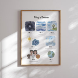水彩7日の創造ポスター ポスター