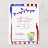 水彩7月4日パーティー ポストカード (正面)