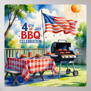 水彩7月BBQ4日 ポスター
