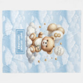 水彩8th誕生日ブランケット(テディベア付) フリースブランケット (正面(横))