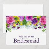 水彩　あなたは私のブライズメイドになってくれる？ 招待状 (正面/裏面)