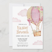 水彩 かわいいウサギと風船 イースター ブランシュ 招待状 (正面)
