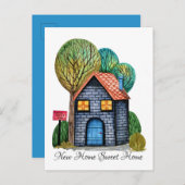 水彩 かわいい お家 スイートホーム アート 案内ポストカード (正面/裏面)