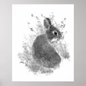 水彩 かわいい ウサギ 動物 アート ポスター (正面)