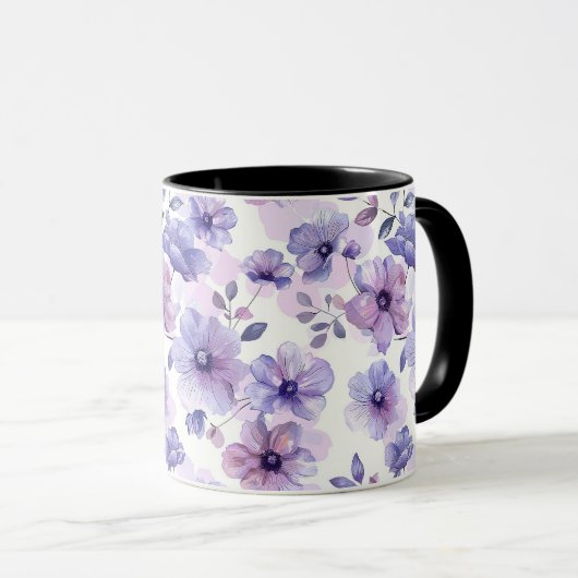 水彩 かわいい 洗練された シック ロマンチック 花 マグカップ (正面右)