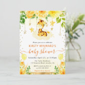 水彩 かわいい 花のキリン 赤ちゃん歓迎会 招待状 (スタンド正面)