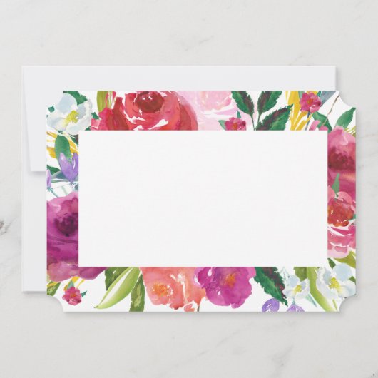 『水彩』が私の花の女の子のお願い 招待状 (裏面)