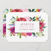 『水彩』が私の花の女の子のお願い 招待状 (正面/裏面)