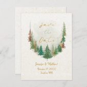 水彩(し)松(まつ)の木の森が日を救う 案内ポストカード (正面/裏面)