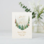 水彩(し)松(まつ)の木の森が日を救う 案内ポストカード (スタンド正面)