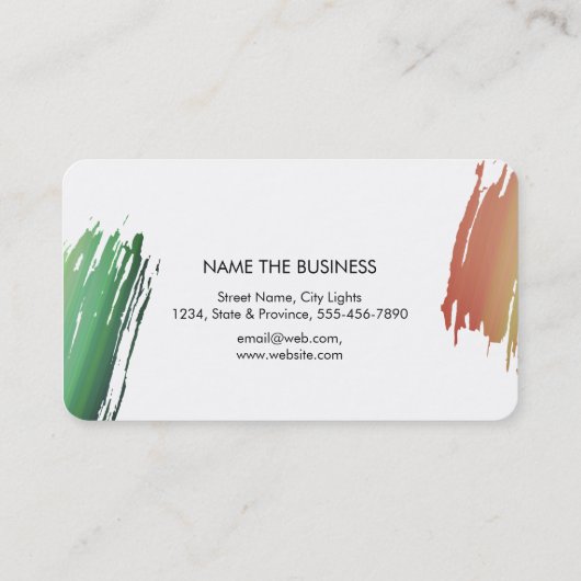 水彩(ばちゃばちゃ)跳ねるエレガント抽象芸術モダンシック 名刺 (裏面)