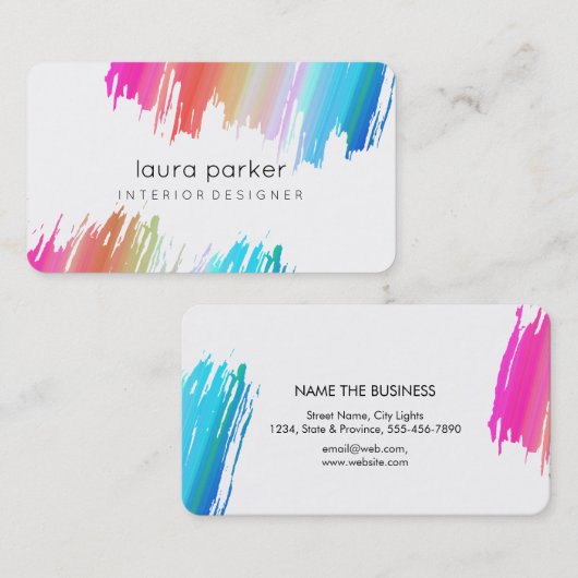 水彩（ばちゃばちゃ）跳ねるエレガント抽象芸術モダンシック 名刺 (正面/裏面)