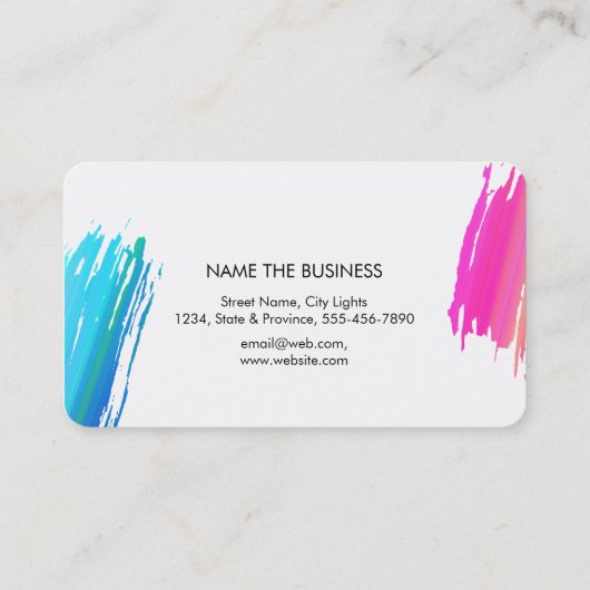 水彩（ばちゃばちゃ）跳ねるエレガント抽象芸術モダンシック 名刺 (裏面)