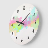 水彩(ばちゃばちゃ)跳ねるカラフル抽象デザイン ラージ壁時計 (傾斜)