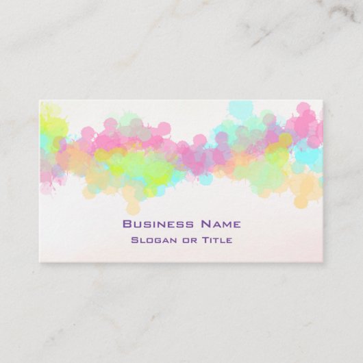 水彩（ばちゃばちゃ）跳ねるカラフル抽象デザイン 名刺 (正面)