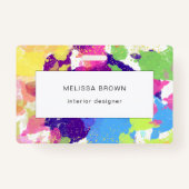 水彩(ばちゃばちゃ)跳ねるカラフル抽象芸術モダン バッジ (裏面)