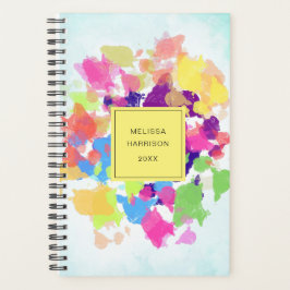 水彩(ばちゃばちゃ)跳ねるカラフル抽象芸術モダン プランナー手帳