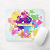 水彩(ばちゃばちゃ)跳ねるカラフル抽象芸術モダン マウスパッド (マウス)