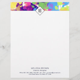 水彩(ばちゃばちゃ)跳ねるカラフル抽象芸術モダン レターヘッド