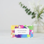 水彩（ばちゃばちゃ）跳ねるカラフル抽象芸術モダン 名刺 (スタンド正面)