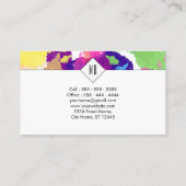 水彩（ばちゃばちゃ）跳ねるカラフル抽象芸術モダン 名刺 (裏面)