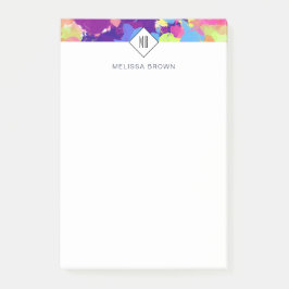 水彩(ばちゃばちゃ)跳ねるカラフル抽象芸術紫 ポストイット
