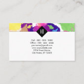 水彩(ばちゃばちゃ)跳ねるカラフル黒抽象芸術 名刺 (裏面)