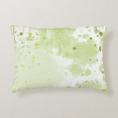 水彩（ばちゃばちゃ）跳ねるグリーンとセージ アクセントクッション (正面)