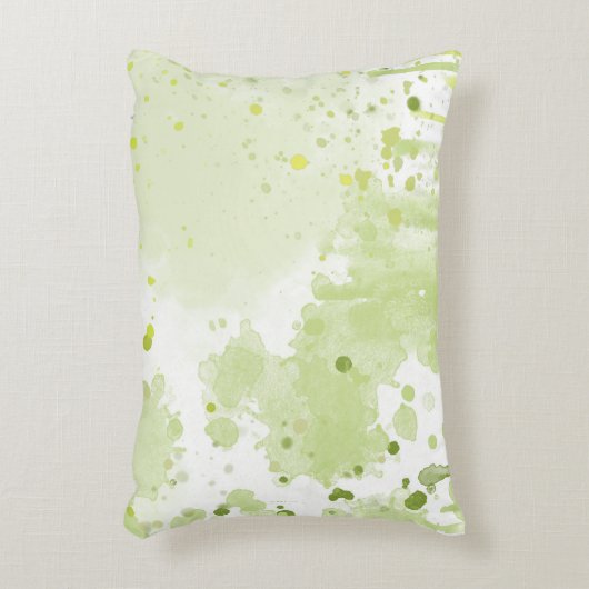 水彩（ばちゃばちゃ）跳ねるグリーンとセージ アクセントクッション (正面(垂直))