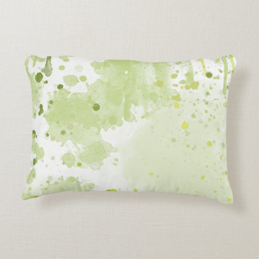 水彩（ばちゃばちゃ）跳ねるグリーンとセージ アクセントクッション (裏面)