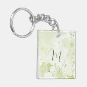水彩（ばちゃばちゃ）跳ねるグリーンとセージ キーホルダー (正面左)