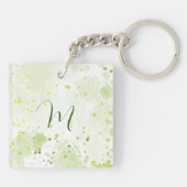 水彩（ばちゃばちゃ）跳ねるグリーンとセージ キーホルダー (裏面)