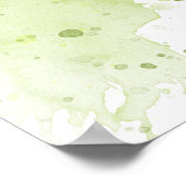 水彩(ばちゃばちゃ)跳ねるグリーンとセージ ポスター (角)