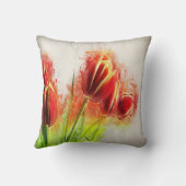 水彩（ばちゃばちゃ）跳ねるレッドイエローチューリップフローラ クッション (裏面)