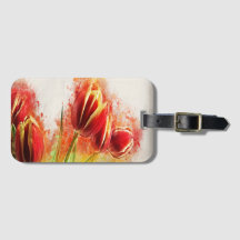 水彩（ばちゃばちゃ）跳ねるレッドイエローチューリップフローラ