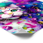 水彩(ばちゃばちゃ)跳ねる子猫 ポスター (角)