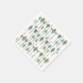 水彩(ばちゃばちゃ)跳ねる灰色の部族矢印パターン スタンダードカクテルナプキン (角)